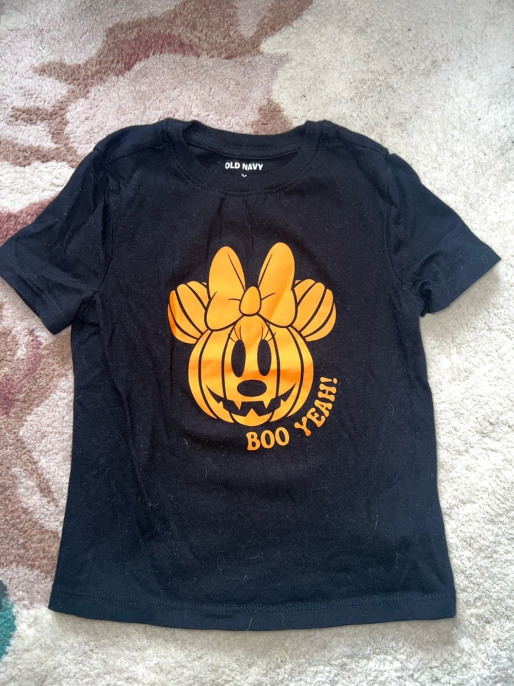 Old Navy x Disney Black Tee with Orange Minnie Pumpkin Graphic